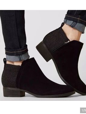 Toms Deis Black Ankle Booties - Low Heel   - New